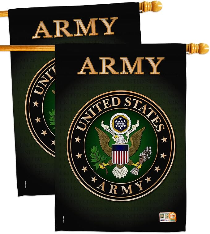 Army House Flag - 2 pcs Pack Armed Forces Rangers United State American Military Veteran Retire Official - Decoration Banner Small Garden Yard Gift Double-Sided Made in USA 28 X 40