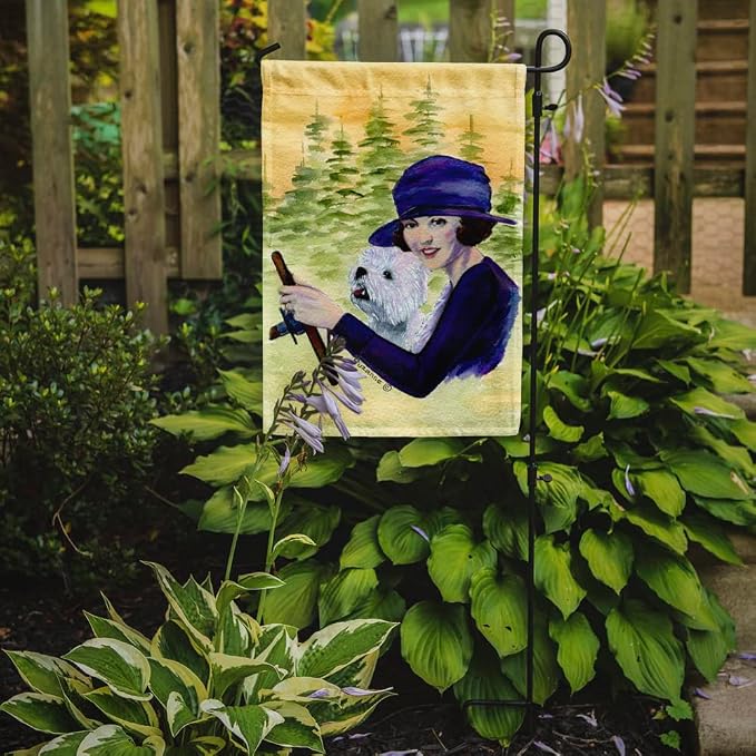 Caroline's Treasures SS8532GF Woman Driving with her Westie Garden Flag Mailbox Flag Decorative Yard Flag Banner Outside Patio Artwork Yard Flower Beds, Garden Size, Multicolor