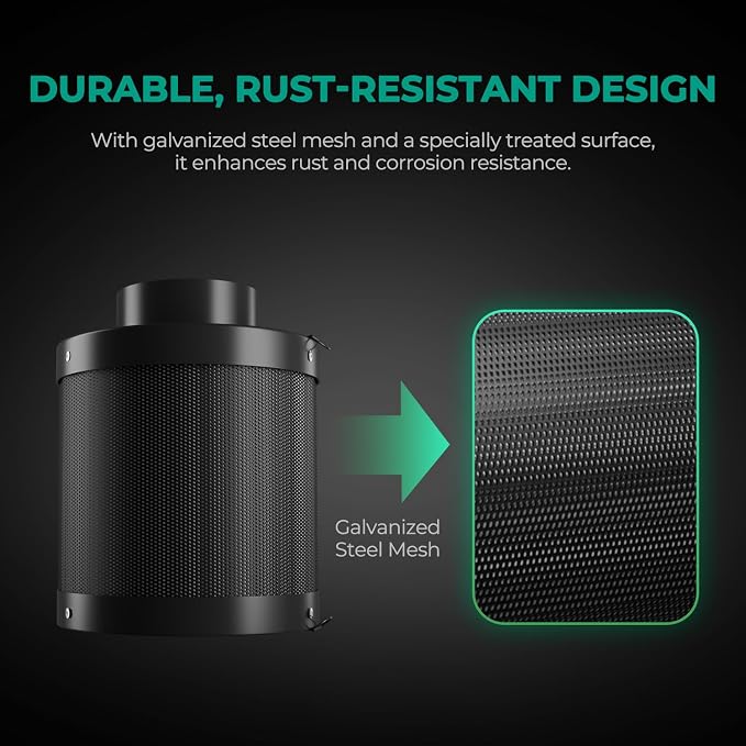 MARS HYDRO 6 Inch Carbon Filter & Pre-Filter for Inline Fan,Grow Tent | Air Filter Odor Control with Australian Virgin Charcoal,Reversible Flange,For Inline Duct/Exhaust Fan,Hydroponics