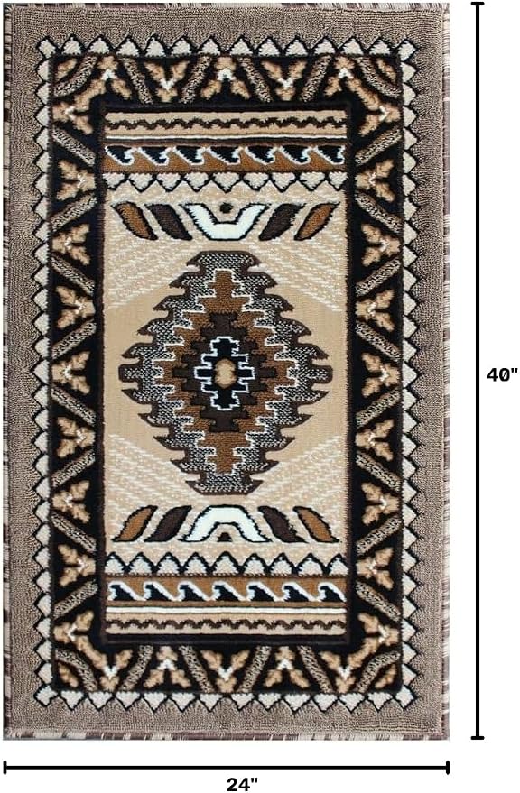 YHSF South West Native American Area Tribal Rug - Berber, 2' x 3'4" | Easy-Clean, Soft & Durable Tribal Rug for Living Room, Bedroom, Kitchen & More - Stain-Proof Runner for Home Decor