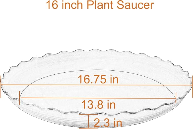 4 Pack of 16 inch Plant Saucer, Depth Large Plant Tray, Heavy Duty Plant Trays for Indoors no Holes, Plastic Pot Tray for Planter (White)