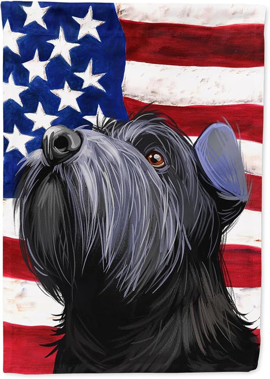 Caroline's Treasures CK6725CHF Standard Schnauzer Black American Flag House Flag Large Porch Sleeve Pole Decorative Outside Yard Banner Artwork Wall Hanging, Polyester, House Size, Multicolor