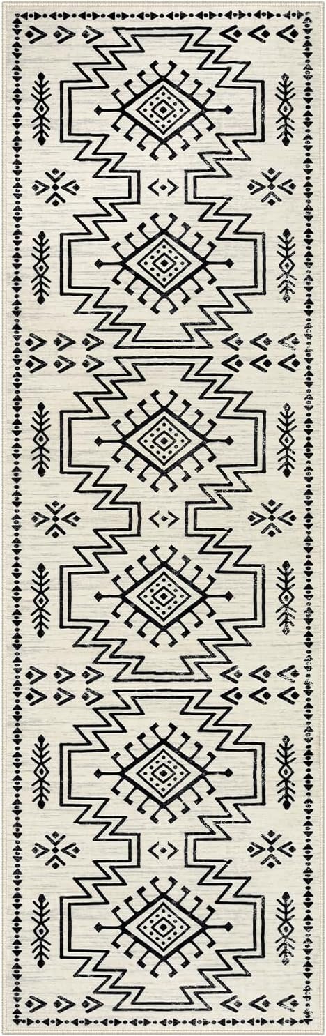 Lahome Western Runner Rug for Hallway Non Slip, 2.5x8 Moroccan Entryway Rug | Boho Aztec Washable Low Pile Soft Runner Rug for Kitchen Bathroom, Long Carpet for Entrance Indoor