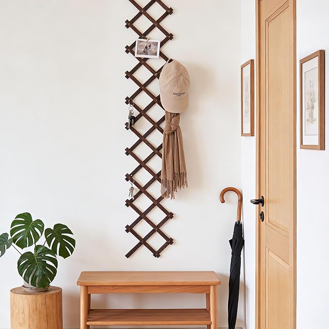 Expandable Wooden Lattice Panels Outdoor Garden Fence Trellis for Climbing Plants Roses Vines Cucumbers Weather Resistant Decorative Wood Privacy Fence (1, 13''x 68'')