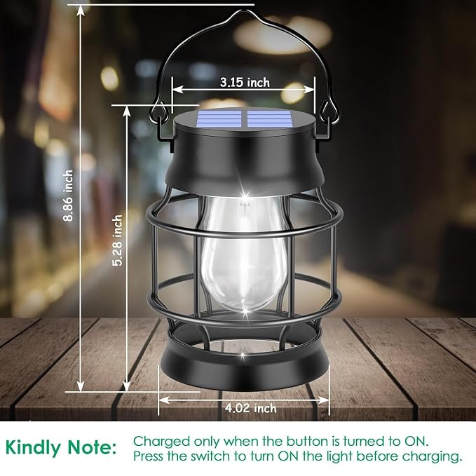 TomCare Solar Lanterns Lights Outdoor Waterproof 4 Pack Metal Hanging Solar Lights Lantern for Outdside Decorative Patio Porch Garden Lawn, Cool White