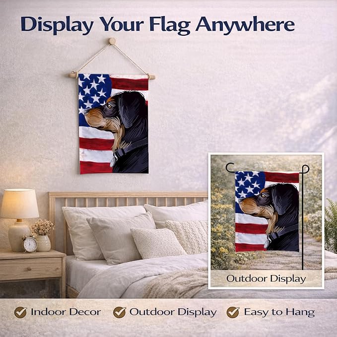 Caroline's Treasures CK6744GF Transylvanian Hound American Flag Garden Flag Mailbox Flag Decorative Yard Flag Banner Outside Patio Artwork Yard Flower Beds, Garden Size, Multicolor