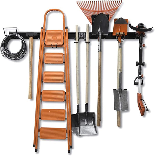Wallmaster 15 PCS Tool Storage Rack, Garage Storage Wall Mount Organizer Garden Tool Heavy Duty Racks Broom Holder Hooks Hangers Max 420lb for Rake Shovel Lawn Garden