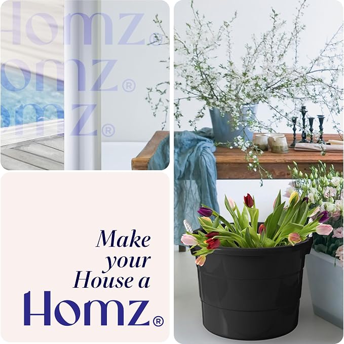 HOMZ 2-Pack Utility Tub, Large Plastic Storage Bucket with Rope Handles, 18 Gallon, Black - Portable Indoor and Outdoor Buckets for Kitchen, Laundry, Garden, Bathroom, and Garage Organization