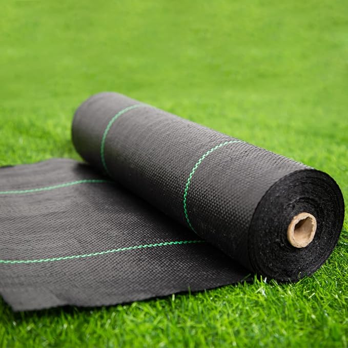 EXTRAEASY 17 in (1.4 ft) x 150 ft Landscape Fabric Weed Barrier, 3.2 oz Heavy Duty Woven Weed Blocker, Ground Cover Geotextile Fabric for Under Gravel, Garden Bed Liner & Pathways