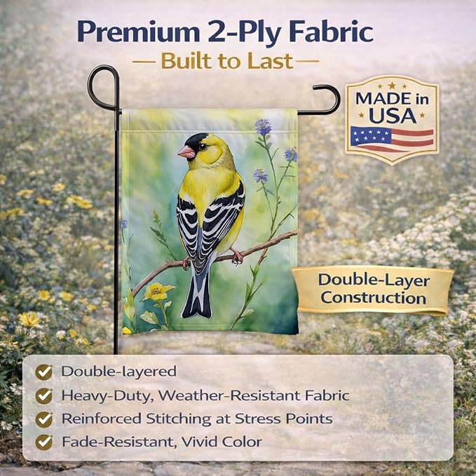 Caroline's Treasures American Goldfinch Garden Flag Mailbox Flag Decorative Yard Flag Banner Outside Patio Artwork Yard Flower Beds, Garden Size, Multicolor