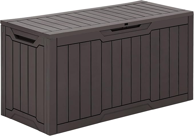 YITAHOME 80 Gallon Resin Deck Box | Weather Resistant Outdoor Storage Box, Lockable Indoor Outdoor Storage for Supplies and Essentials, Dark Brown