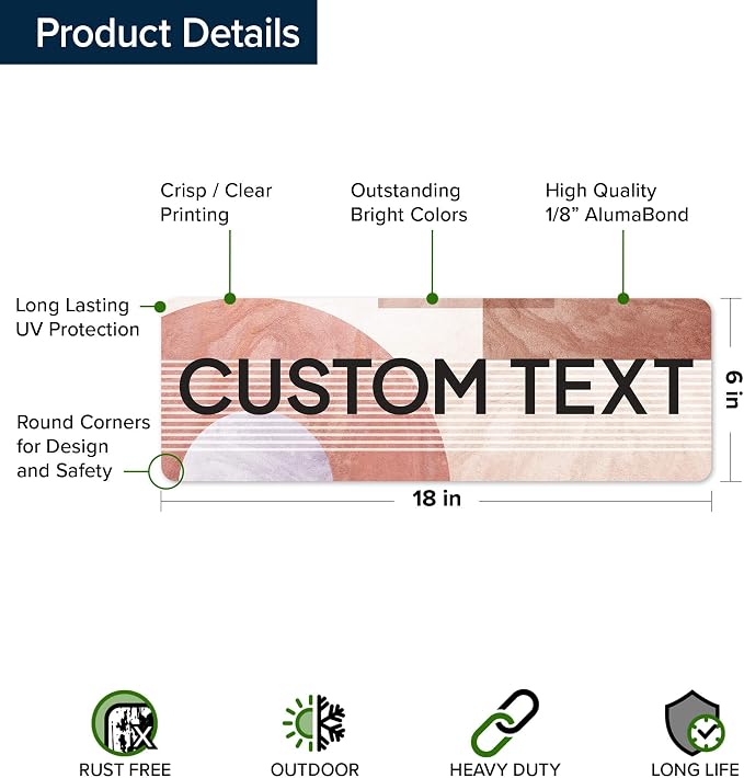 Custom Sign, Custom Street Sign, 11 Font Colors, 13 Font Styles, 4 Hole Options, 22 Sizes, 6x18 Inches, Rust Free DiBound, Fade Resistant, Made in USA by My Sign Center (Mid-Century Modern 2)
