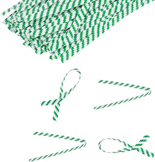 Restaurantware Twist Ties 500 Pack of 4-Inch Reusable Paper Bag Ties Laminated Gripping Strong Green Flush-Cut Bread, Candy, Coffee, Cookie, Bakery Bag, Party, Gifts, Cake Pops, Packaging