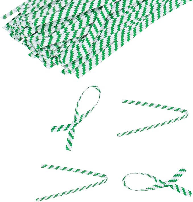 Restaurantware Twist Ties 50,000 Pack of 4-Inch Reusable Paper Bag Ties Laminated Gripping Strong Green Flush-Cut Bread, Candy, Coffee, Cookie, Bakery Bag, Party, Gifts, Cake Pops, Packaging