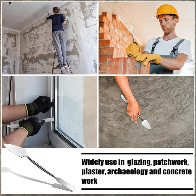 3/8" Trowel And Square Masonry Tools Forged Steel Trowel Concrete Tool Ornamental Stucco Tool Long-lasting Masonry Plaster Spatula for Glazing, Patch Work, Plaster, and Archeology