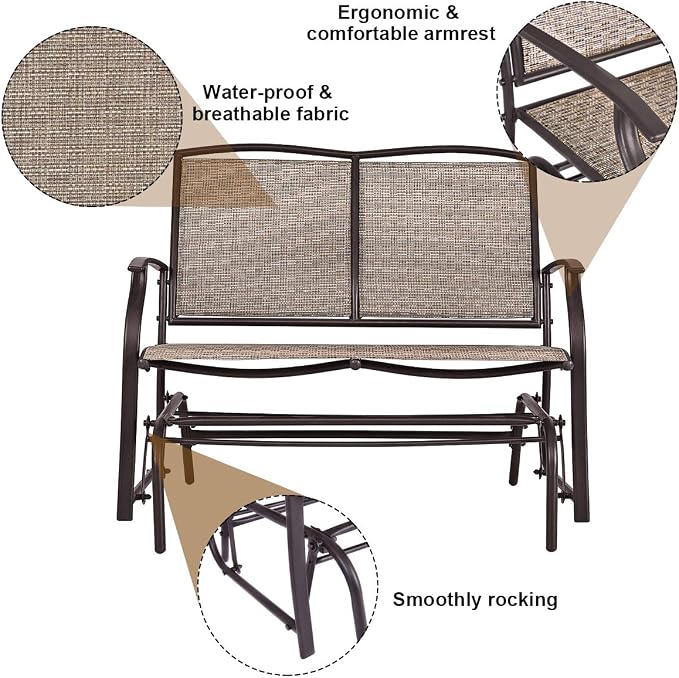 Giantex OP3100-New Patio Glider Bench, Brown 41.5"X28.0"X37"(LXWXH)