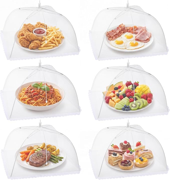 Homealexa 6 Pack 17" Mesh Food Covers, Outdoor Pop-Up Food Screen for Camping/Picnic/BBQ/Parties, Reusable Food Protector Tent Keeping Out Flies Bugs