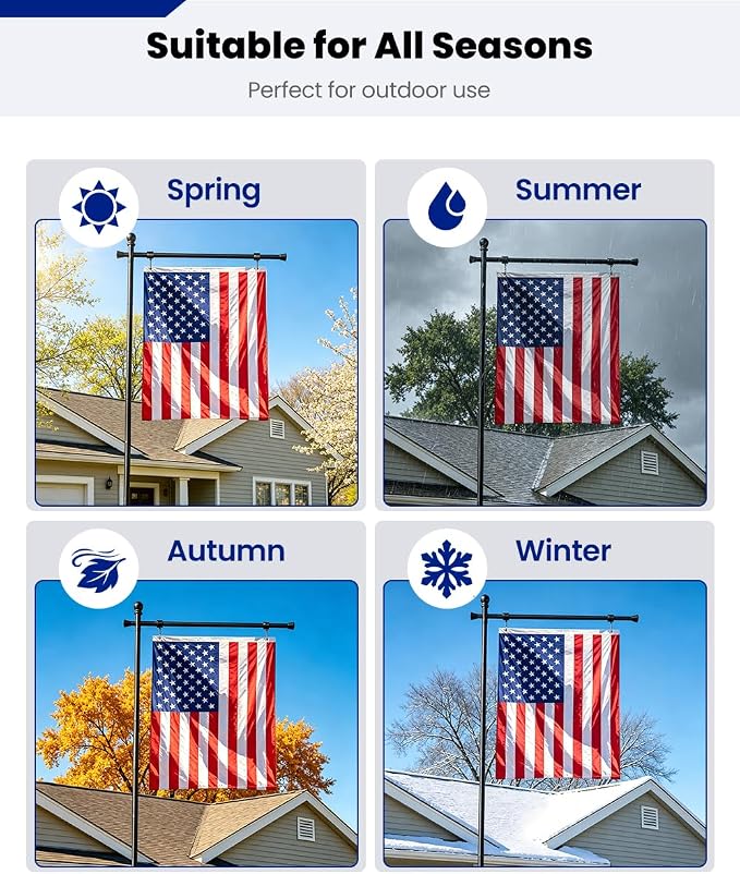 Koutemie 10 FT In Ground Flag Pole Holder for Outside House, Adjustable Flag Poles for 3x5 American Banner Outdoor with 5 Prongs Base, Heavy Duty Garden Flagpole Stand Kit for Yard Decor, 1 Pack