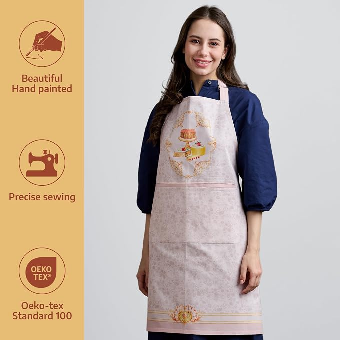 Maison d' Hermine Aprons for women with Pocket 100% Cotton (27.50"x31.50") | Adjustable Neck Strap & long ties Apron Men Chef Wedding Cooking Gardening Server Maid