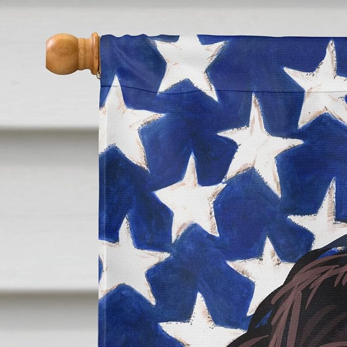 Caroline's Treasures CK6661CHF Portuguese Water Dog American Flag House Flag Large Porch Sleeve Pole Decorative Outside Yard Banner Artwork Wall Hanging, Polyester, House Size, Multicolor