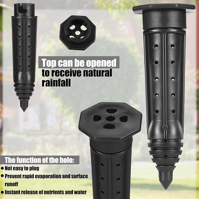 Briwooody 15 Pack Garden Watering Stake Large UV-Protected ABS Plastic Deep Root Irrigation Spike for Trees, Shrubs, Bushes, Shrubs, Flowers, Fruits, Vegetables, Potted Plants (8 Inch)