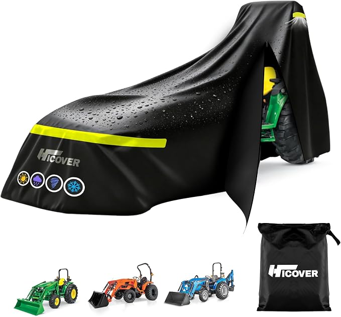 Tractor Cover for John Deere, Kubota, and New Holland - 600D Oxford Fabric for Snow, Rain and Dust Protection - Heavy Duty Tractors Cover with With Zipper & Air Vent. （189 L x 76 W x 86 H in）