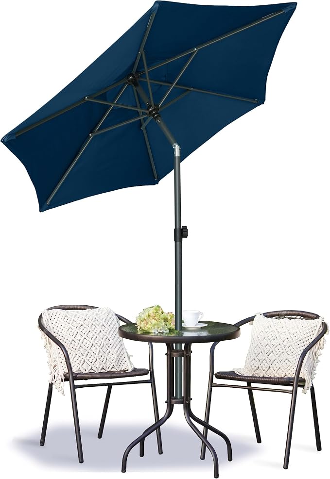 AMMSUN 6ft Patio Umbrella Outdoor Table Umbrellas with Push Button Tilt, UPF50+ Premium Steel Pole and Ribs for Deck, Lawn, Garden, Backyard & Pool