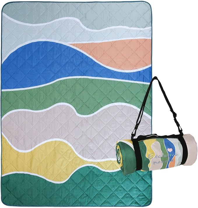 Exclusivo Mezcla Extra Large Waterproof Picnic Blankets 3 Layer, Sandproof and Foldable Outdoor Blanket for Beach Camping, Park and Travel