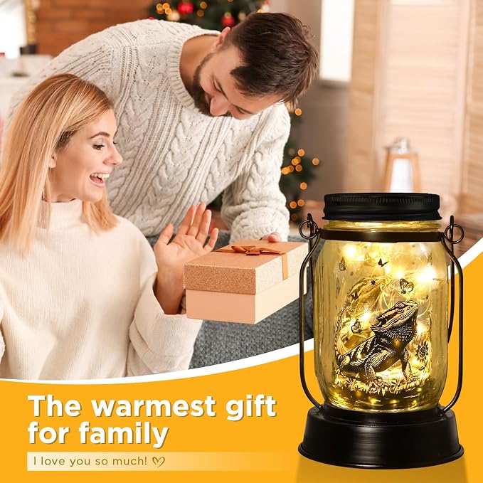 kyoryuger Bearded Dragon Gifts for Women/Men Bearded Dragon Solar Lanterns Mom Birthday Animal Lovers Lantern Animal Memorial Lights Solar Garden Decoration for Yard, Patio,Backyard,Porch Torches
