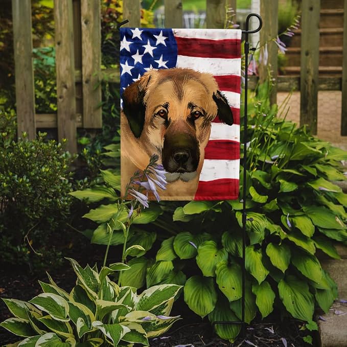 Caroline's Treasures CK6403GF Anatolian Shepherd Dog American Flag Garden Flag Mailbox Flag Decorative Yard Flag Banner Outside Patio Artwork Yard Flower Beds, Garden Size, Multicolor