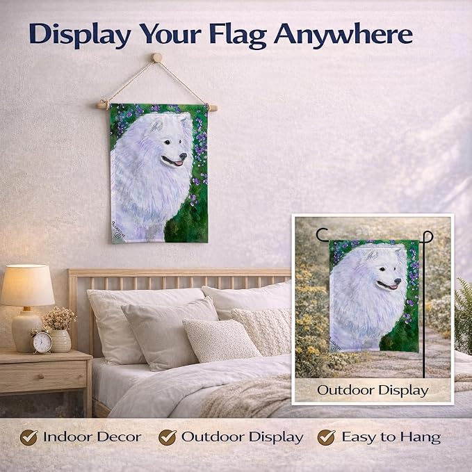 Caroline's Treasures SS8965GF American Eskimo Garden Flag Mailbox Flag Decorative Yard Flag Banner Outside Patio Artwork Yard Flower Beds, Garden Size, Multicolor
