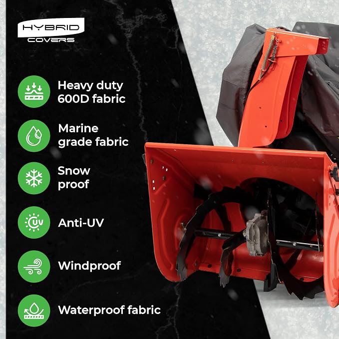 Snow Blower Cover Heavy Duty 600D Waterproof Outdoor Snow Thrower Cover, Universal Fit for Two Stage (60" x 33" x 45") – Fade Resistant, UV Protection, Secure Windproof Buckle
