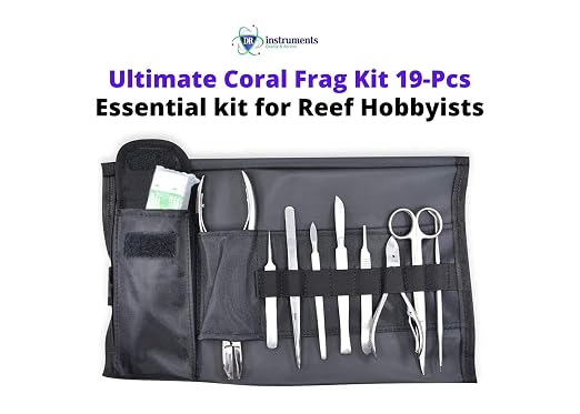 10FK Ultimate Coral Fragging and Coral Propagation Kit for Reef Hobbyists - 19 Pcs, Rollup case, Stainless Steel Instruments