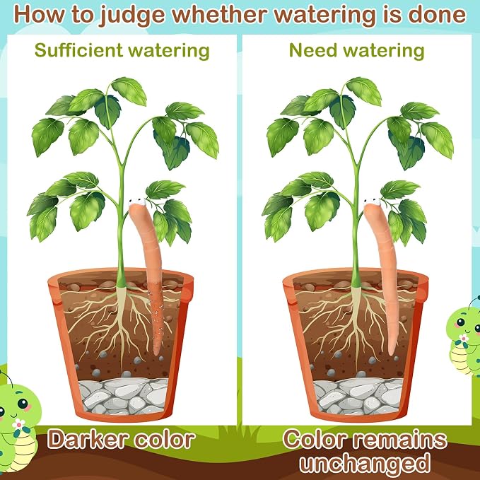 Relaxweex 6 Pcs Water Sensor Ceramic Worm The Potting Shed Worm Water Sensor Plant Decoration Moisture Monitor Gardening Houseplant Humidity Meter Fun Gardening Gift for Your Potted Plant (4 Inch)