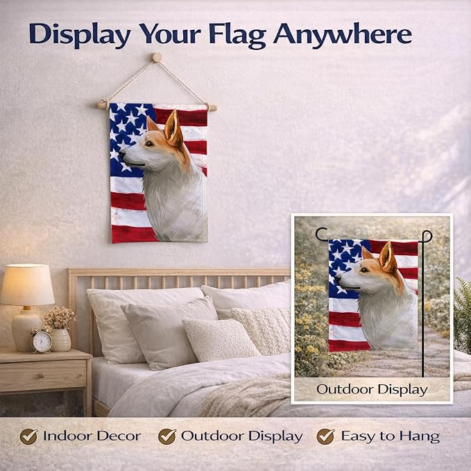 Caroline's Treasures CK6628GF Norrbottenspets Dog American Flag Garden Flag Mailbox Flag Decorative Yard Flag Banner Outside Patio Artwork Yard Flower Beds, Garden Size, Multicolor