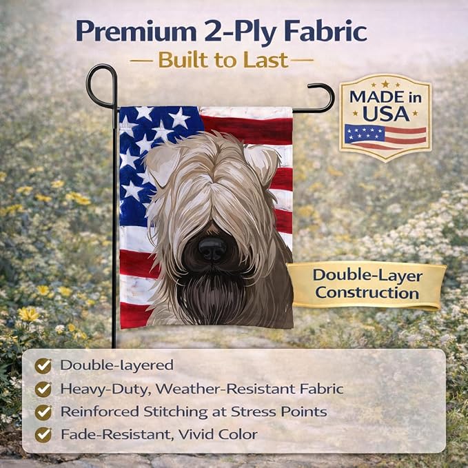 Caroline's Treasures CK6715GF Soft-Coated Wheaten Terrier American Flag Garden Flag Mailbox Flag Decorative Yard Flag Banner Outside Patio Artwork Yard Flower Beds, Garden Size, Multicolor