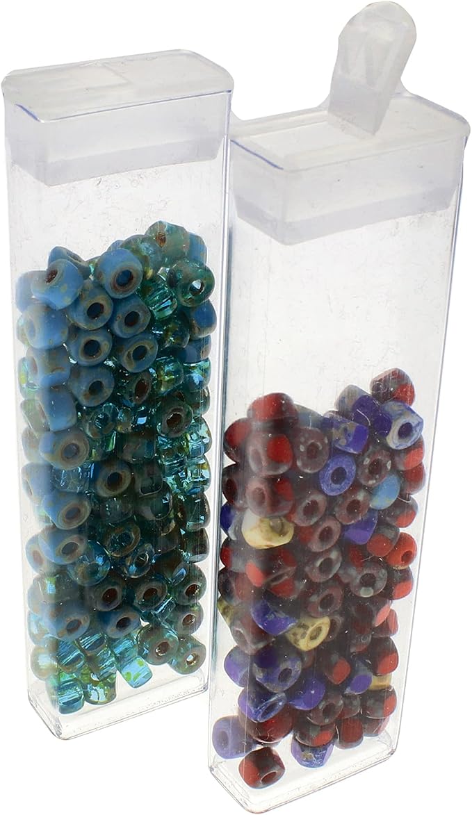 The Beadsmith Clear Plastic Boxes - Rectangle with a Flip Top Cap - 7/16” x 1” x 3-3/4” - Use for Beads, Bath Salts, Wedding & Party Favors, Home or Office Storage - Bag of 100