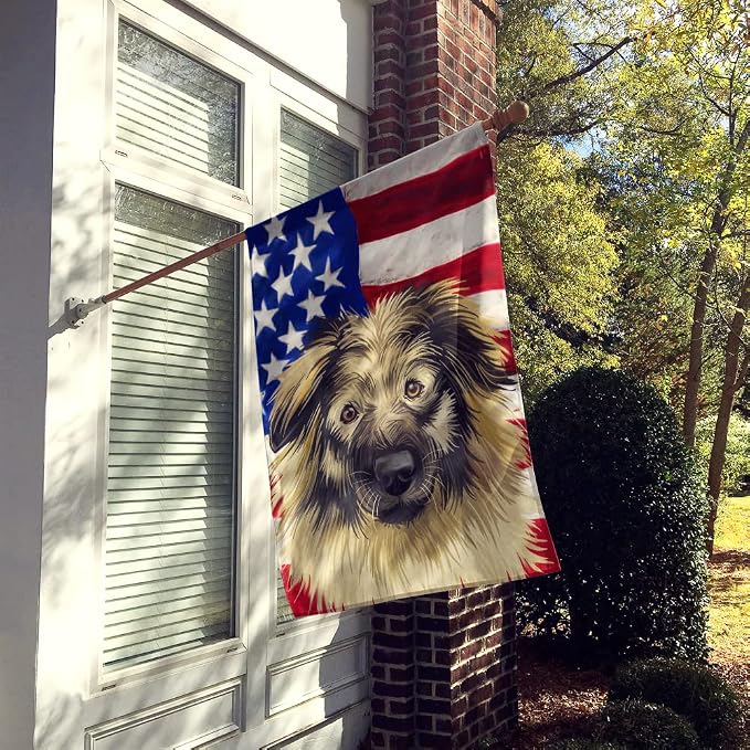 Caroline's Treasures CK6587CHF Karst Shepherd American Flag House Flag Large Porch Sleeve Pole Decorative Outside Yard Banner Artwork Wall Hanging, Polyester, House Size, Multicolor