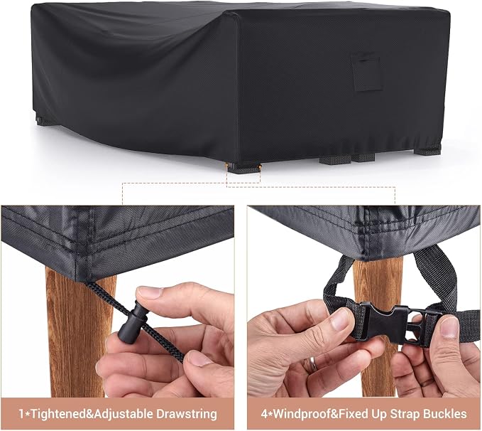 Mrrihand Heavy Duty Patio Furniture Covers, Outdoor Furniture Covers Waterproof Sectional Sofa Set, Patio Table and Chair Set Cover 74" L×47" W×28" H