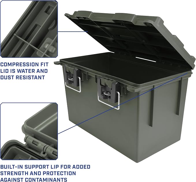 Sheffield XL Ammo Box Made in USA, Stackable Lockable Ammo Storage Box | 4 Pack Lockable Storage Box, Water and Dust Resistant Dry Box, Secures Hunting Gear, Gun Accessories, Supplies, and Bullets