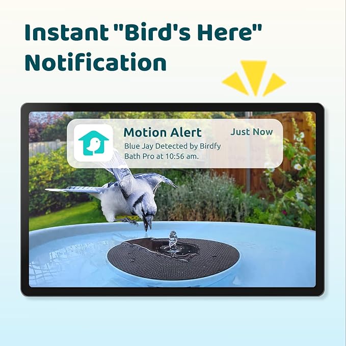 Birdfy Smart Bird Bath with Camera Solar Powered & Fountain, Dual-Lens Camera for Wildbird Watching, Auto Capture Bird Videos & Motion Detection - AI by Subscription (Blue)
