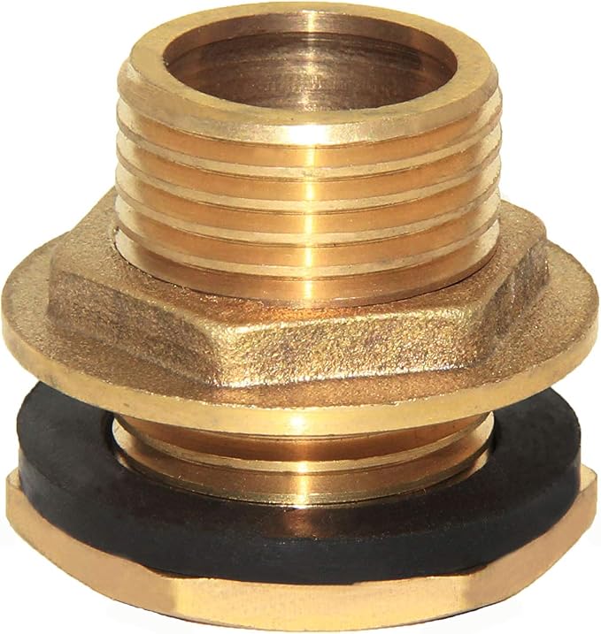Joywayus 3/4" Male Thread Brass Water Tank Connector Bulkhead Tank Fitting With Rubber Ring Stablizing It