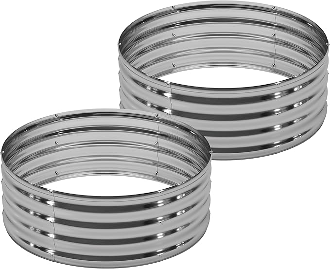 DIIYIV 2Pack 3x3x1ft Galvanized Raised Garden Bed, Planter Raised Garden Beds Outdoor, Round Clearance Raised Garden Beds for Gardening Vegetables