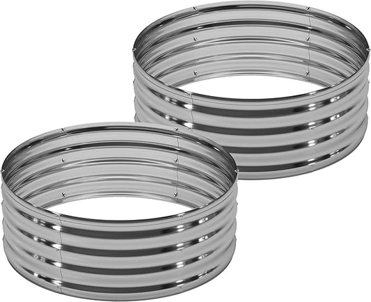 DIIYIV 2Pack 3x3x1ft Galvanized Raised Garden Bed, Planter Raised Garden Beds Outdoor, Round Clearance Raised Garden Beds for Gardening Vegetables