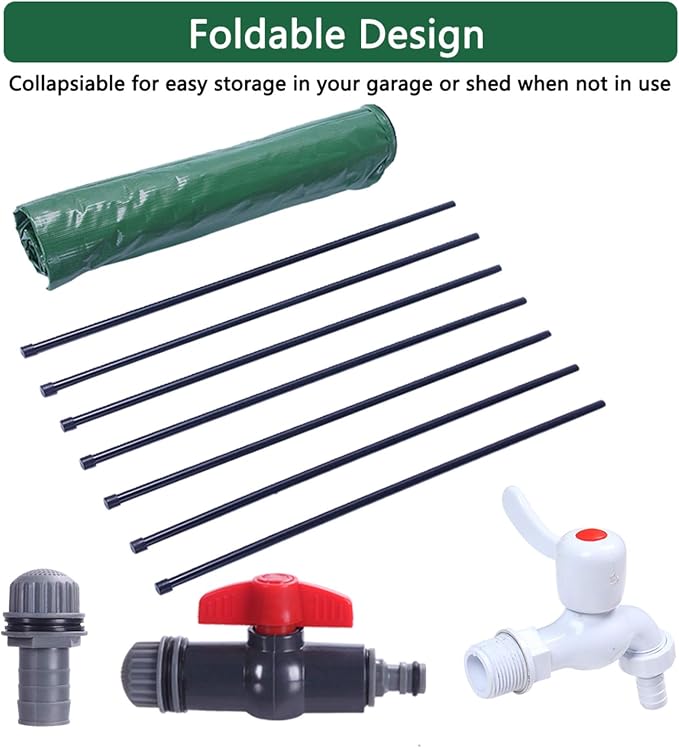Outvita 100 Gallon Collapsible Rain Barrel, Garden Water Storage Tank, Portable Folding Rainwater Collector, Water Catcher with Filter Overflow Kit Faucet Green