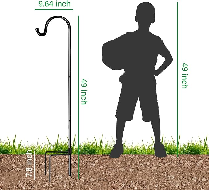 GOFORWILD Shepherd Hooks Adjustable, Premium Metal Garden Hook for Outdoor, Hanging Plant, Solar Lights, Lanterns, Bird Feeders, and Wedding Decor, 49 Inch, 6 Pack
