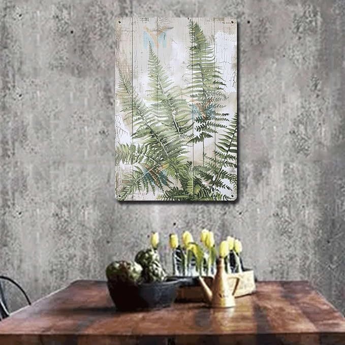Metal Sign Tin Sign Vintage Wall Art Shabby Chic Maidenhair Fern Tin Sign for Antique Artistry Rustic Wall Art and Distressed Wood Acc Decor Outdoor for Restaurant 12×16 Inches