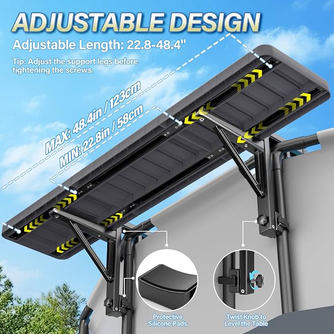 BoYata Pool Bar, Above Ground Pool Accessories, for Frame Swimming Pools | 49.4×9.6" Large Poolside Bar, Holds 110 Lbs, Stable Pool Accessories for Above Pools, Fits ≤4.4” Rails, For Round & Oval Pool
