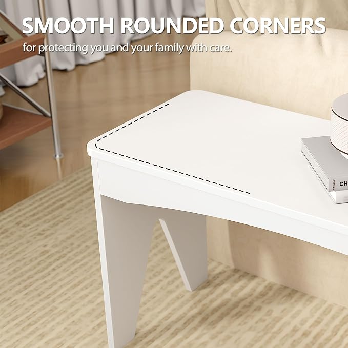 APRTAT Bamboo 35.4" Dining Room Bench, Long Indoor Shoe Bench Seat, White | 450LBS Weight Capacity, 2-Person Seat, Rounded Safety Corners, Multi-Scene Use, Easy Assembly