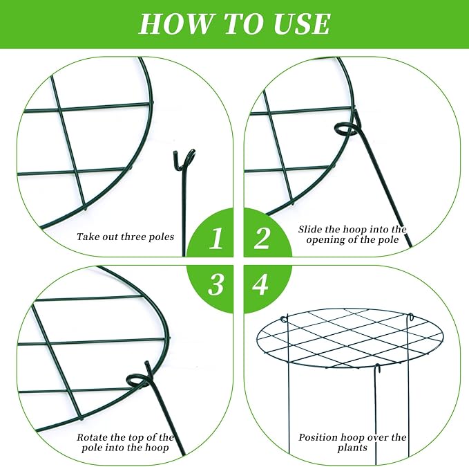 6 Pack Peony Cages and Supports 16 x 24 Inch Grow Through Plant Support Peony Support Ring for Outdoor Plants